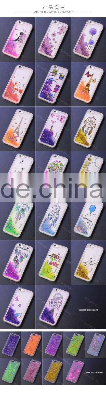 Eco-friendly Clear TPU and Liquid Feature Mobile Phone Case for Iphone 6 6s 7