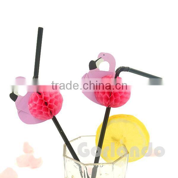 decorative plastic flamingo colored swizzle cocktail drink straws
