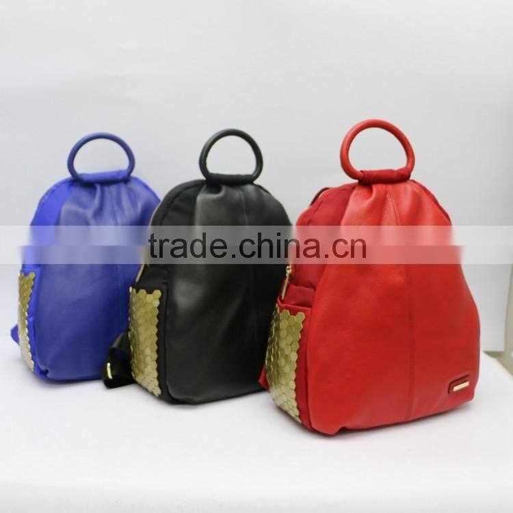 The new red embossed leather casual backpack, Wemen handbags