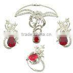 Lemon Quartz main stone setting sterling sliver Jewelry set rhodium plating