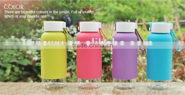 400ml HOT Plastic Sport Water Bottle With Silicone Sleeve