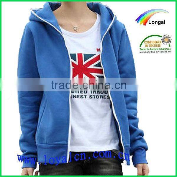 high quality blue color plain girls hoodies jacket