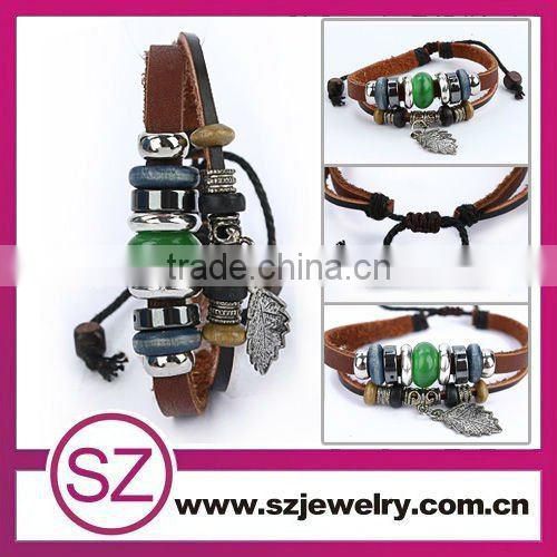 MLB0003 blue leather stainless steel buckle/power bracelet