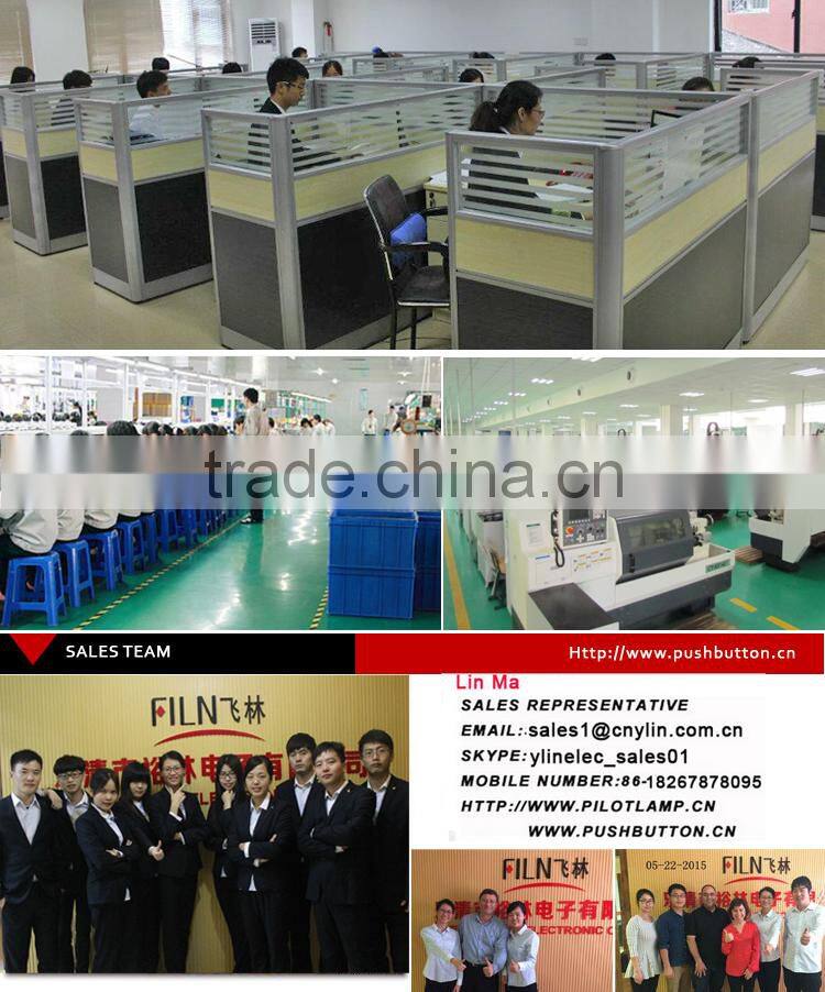 19mm stainless steel Flat Actuator electrical pushbutton switch with 6vdc ring Orange LED