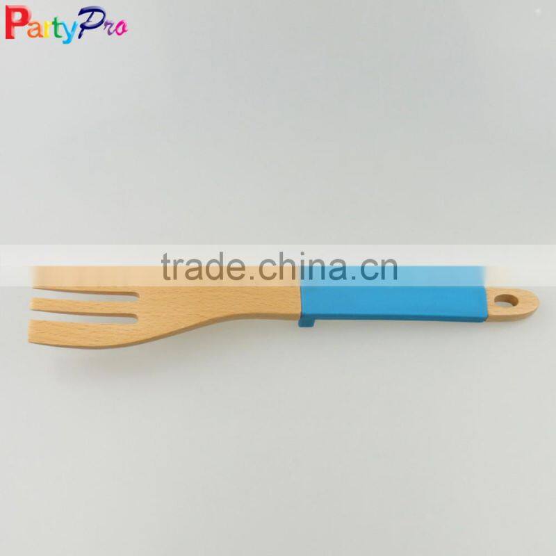 2016 new colorful Bamboo forks kitchen utensils with silicone handles