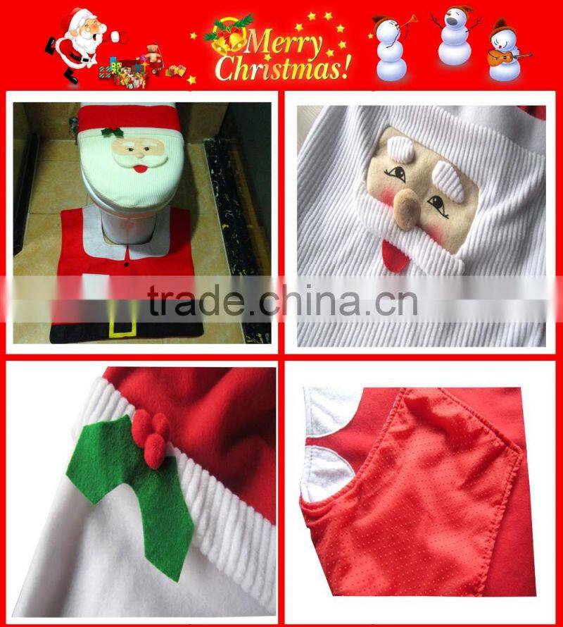 Hot selling christmas snowman toilet seat cover and rug 2pcs set
