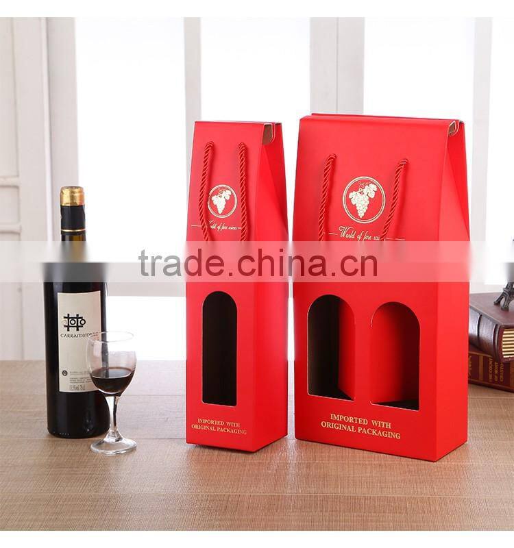 custom corrugated paper wine pack box with handle