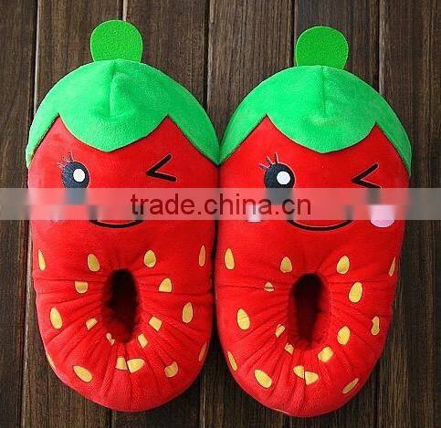 Fruit shaped plush slipper shoes/plush fruit house shoes/banana design plush shoes