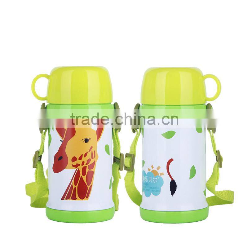 New style cartoon Children Stainless steel Vacuum Flask with plastic cup