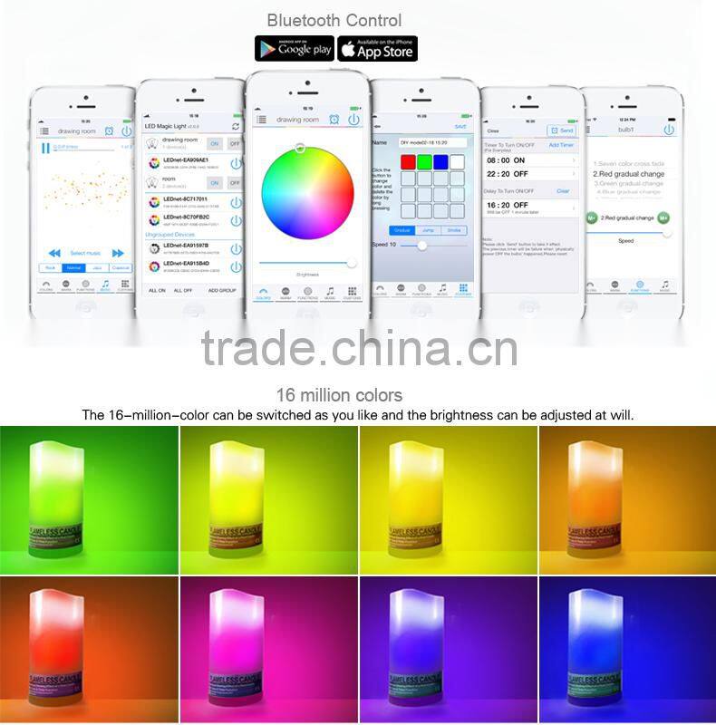 IOS Android Smartphone Controlled RGB remote control led candle wax
