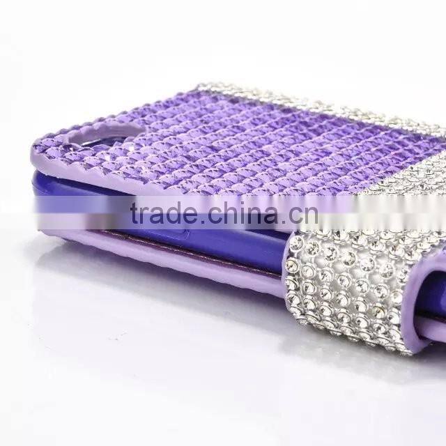 Customized Diamond Leather Flip Bling Case Cover For Samsung Galaxy J7