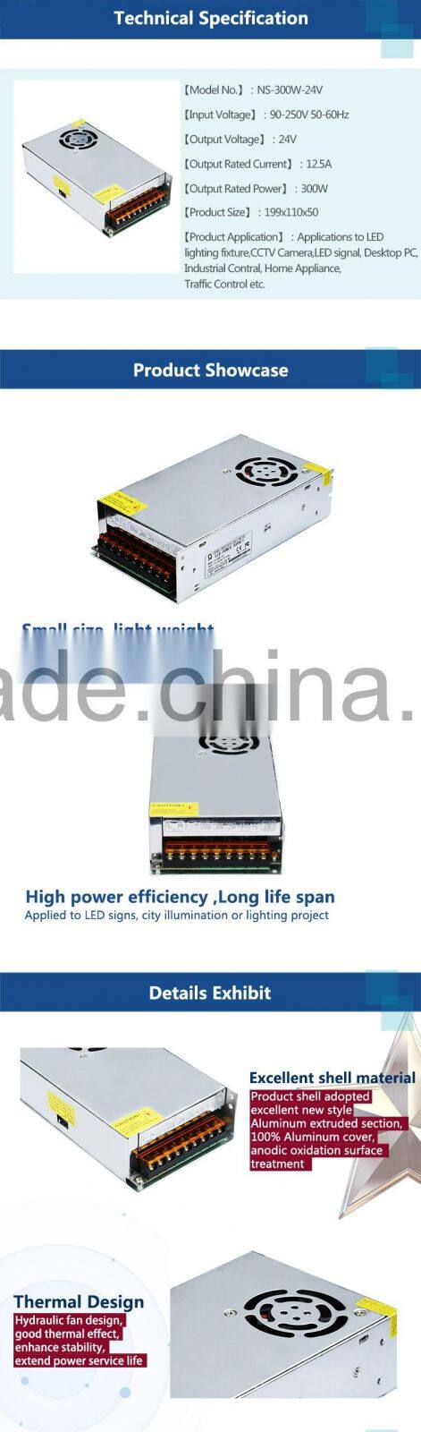 300W 24V Normal Indoor Series LED Power Supply with CE ROHS