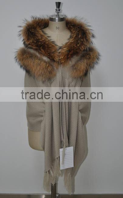women fashion real raccoon fur scarf LK16F114