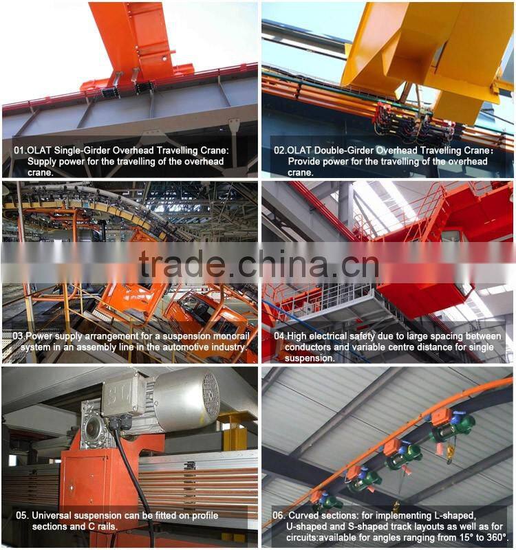 3D Design Drawing Customizeable 3P 4P 6P seamless sliding contact line supply power for overhead crane