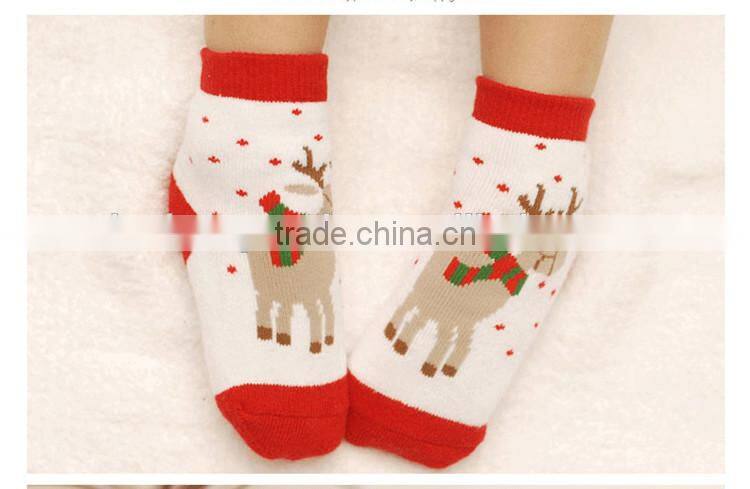 Cute christmas terry cotton socks cashmere socks for kids China sock factory