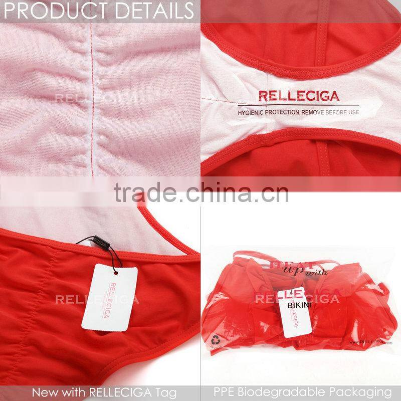 RELLECIGA 2016Cherry Collection-Red Orange Asymmetric Style Cut-out One-piece Swimsuit with Flirty Ruffle Trim