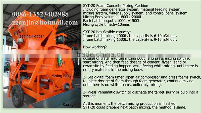 foam concrete machine with foam generator, mixer, hydraulic pump, good for roofing insulation