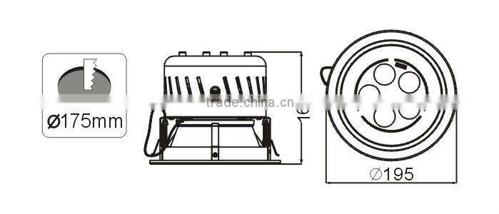 45W IP65 with Cree XPG Chips Aluminum led downlight housing