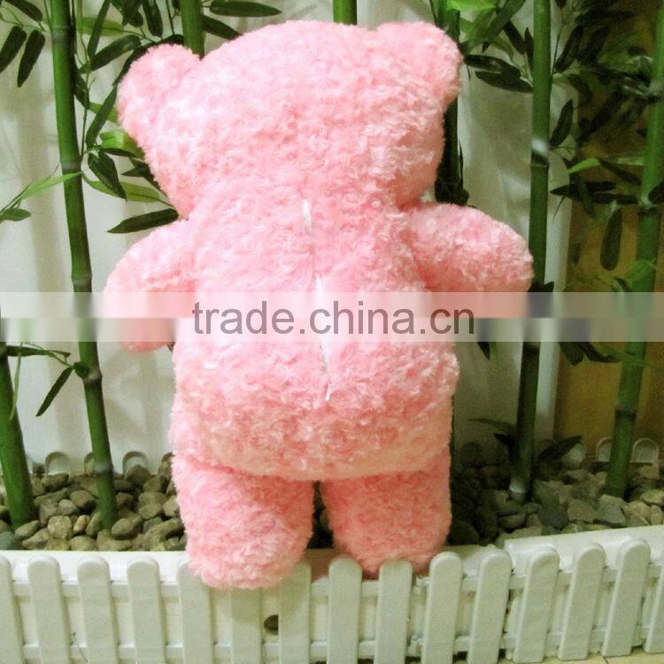 Best Selling 2014 Plush Bear with Light Rose Pattern Soft Stuffed Plush Animal Valentine Day Gift Plush Toy