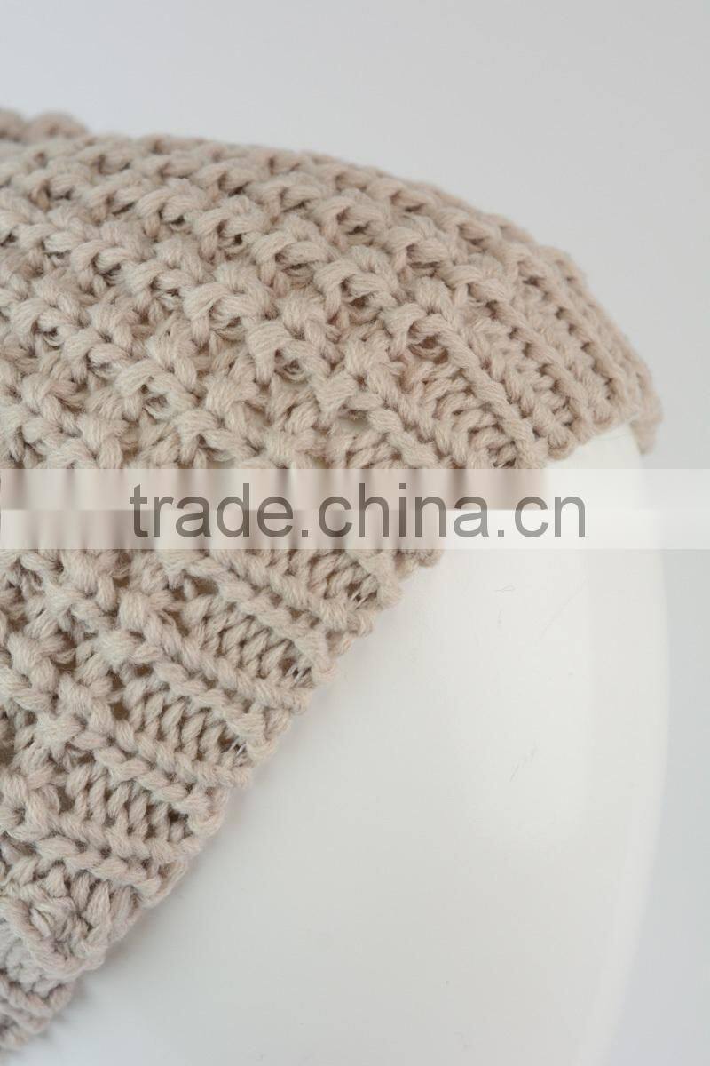 Textured beanie with pom pom Knit beanie