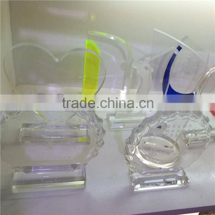 Customized glass trophy blanks, acrylic trophy blanks, heart trophy