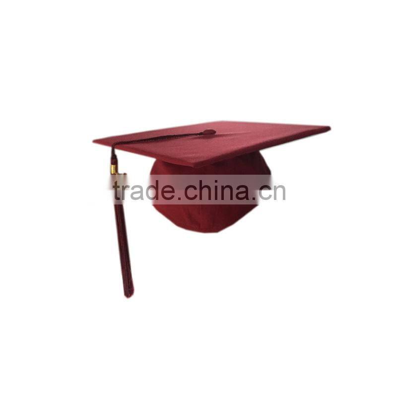 Wholesale Maroon matte graduation cap with tassel
