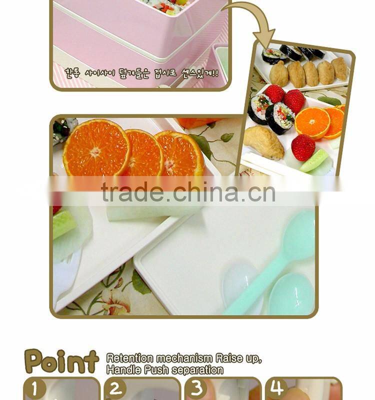 Picnic Lunch box 3s Set 3~4persons/Light green/pink/orange/sky blue