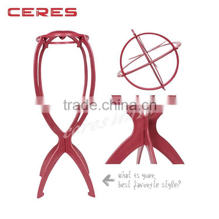 Cheap price high quality plastic wig display stand, stable folding wig stand for hair salon or shop