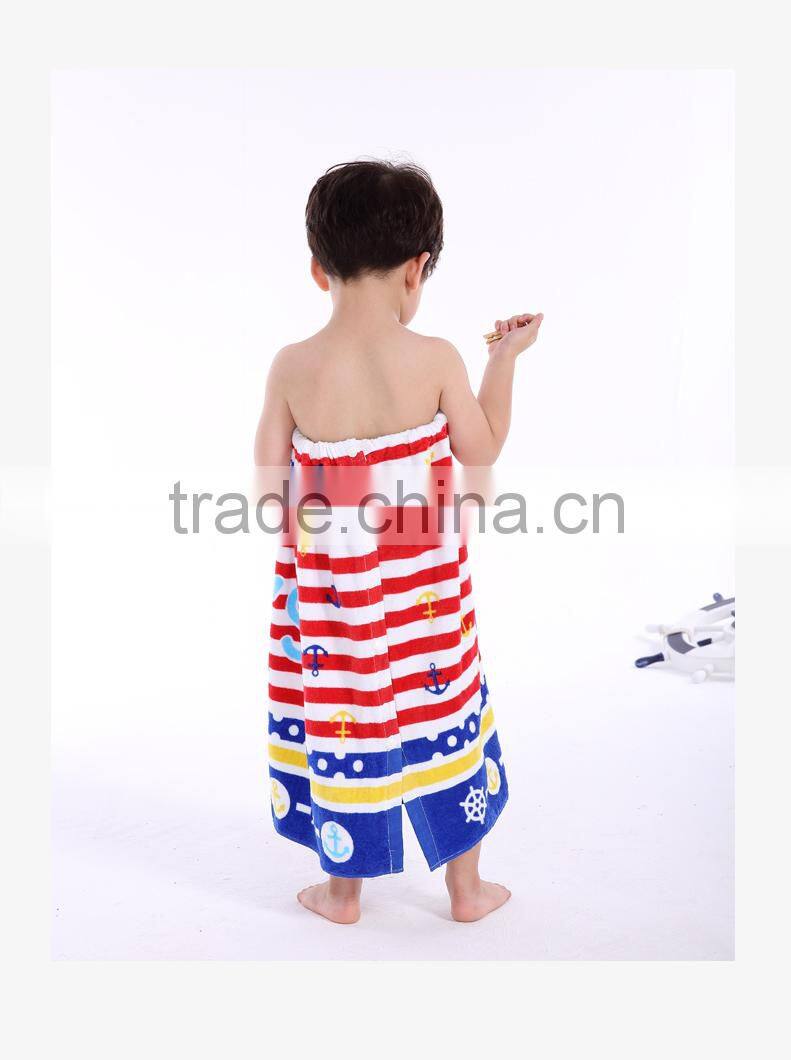 100% cotton velour printing kids beach skirt in towel fabric cartoon printed kids towel skirt for beach time