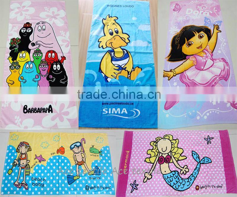 2015 HOT sell 100% cotton velvet printing letter printing Croatia beach towel english letter promotional towel