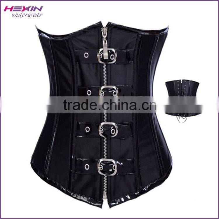 Black Brocade Boned Corset Top Metal Clasps Closure Cord Lace Up Back Body Shaper Women Basque Embroidery Corsets