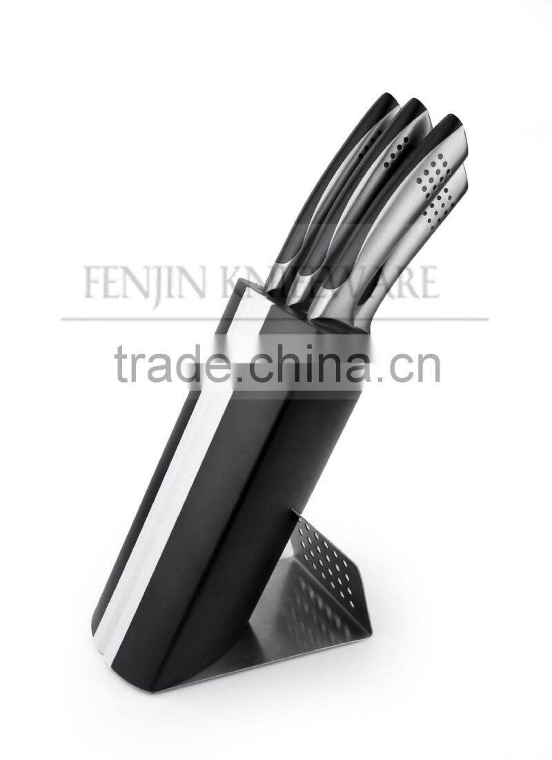 5PCS Stainless Steel Blade Kitchen Knife Set with Block