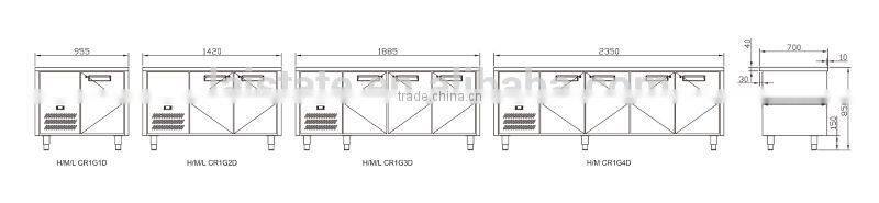 GN COUNTER REFRIGERATOR (1/1 GN SERIES)-4 DOOR