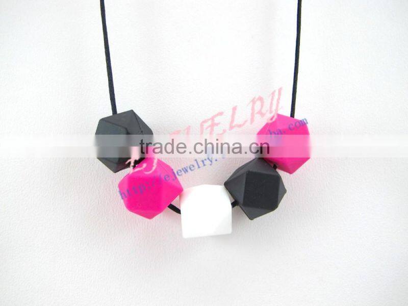 multicolor hexagon teething beads necklace silicone teething necklace wholesale TN018