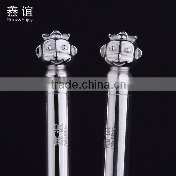 wedding gift silver plated Chopsticks good luxury Design chopsticks with animal monkey head display chopsticks