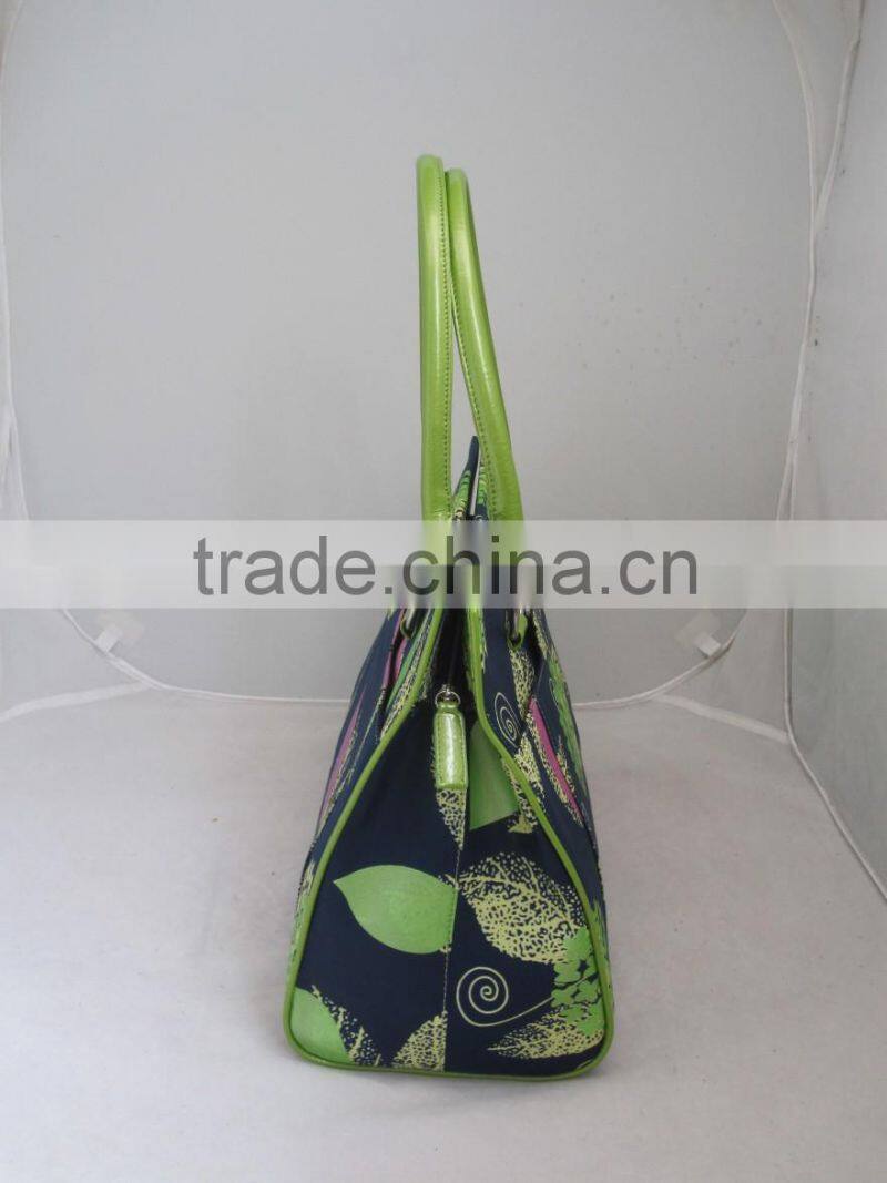 New design custom handbag wax print fabric bag and PU top handle bag