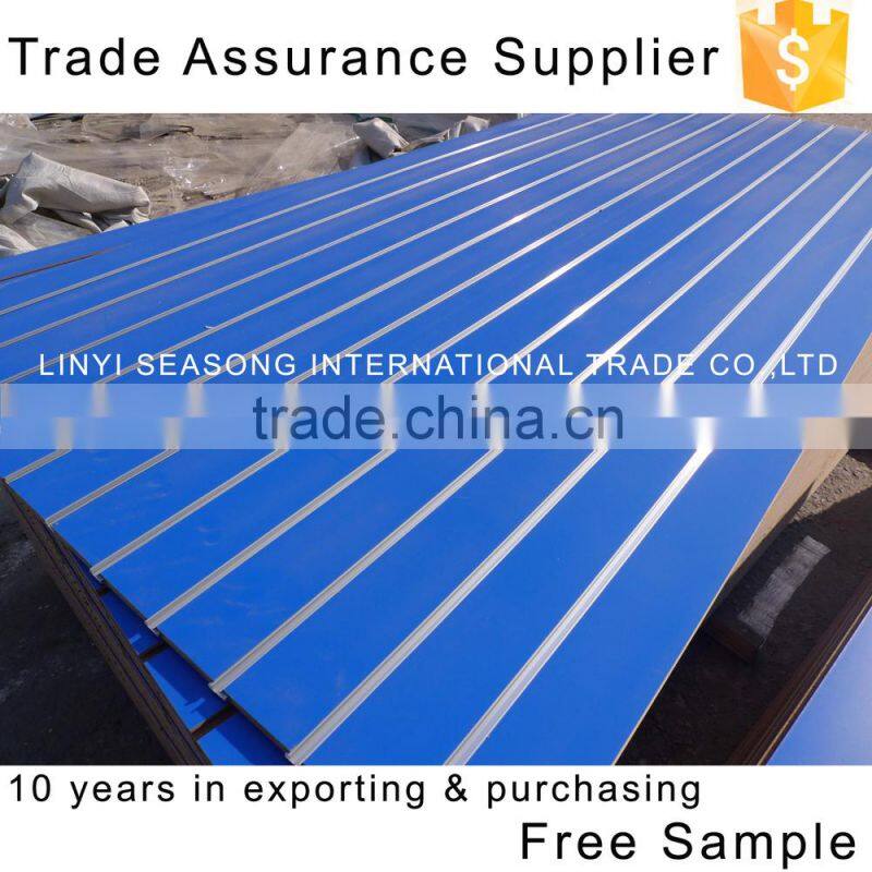 1220*2440*15mm blue melamine slot wall board with aluminium bar