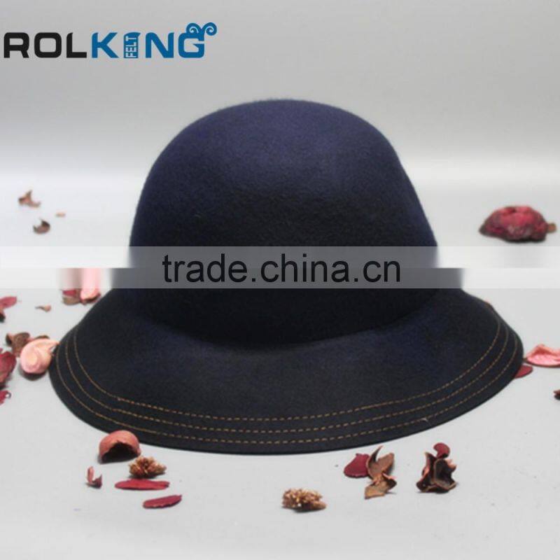 New design felt fashion woman fedora hat custom wool lady hat