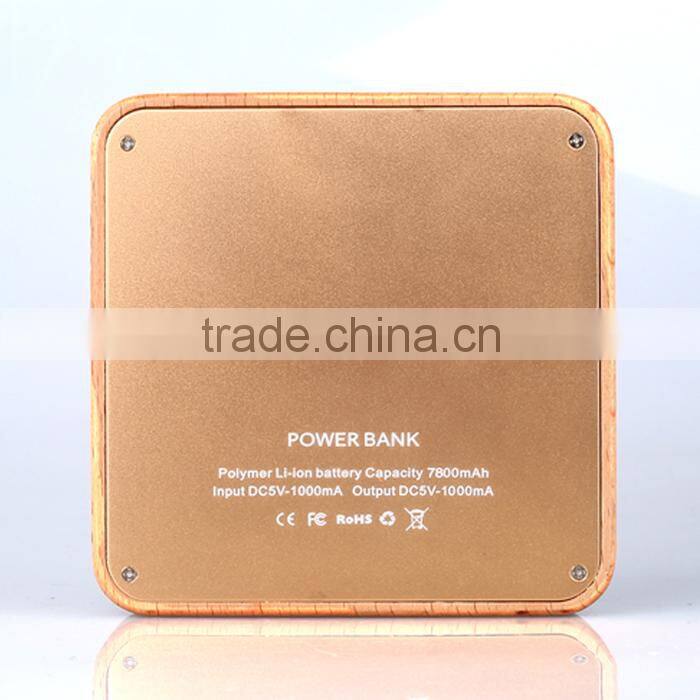 2015 Competitive mobile laptop charger power bank 7800mah wood power charger