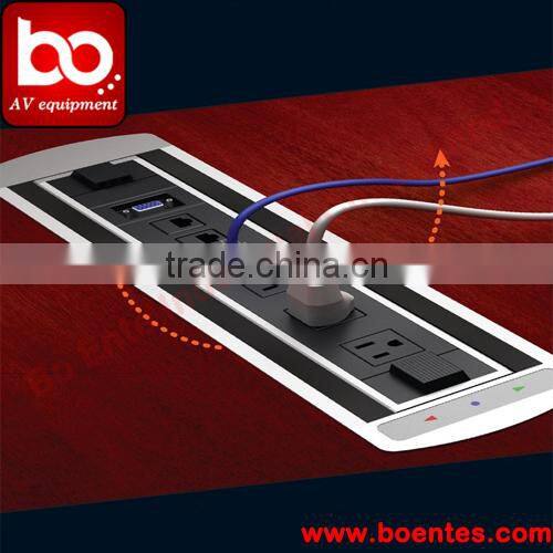 Manual Flip Up Desktop Socket with 4 Power Plug for Conference Table