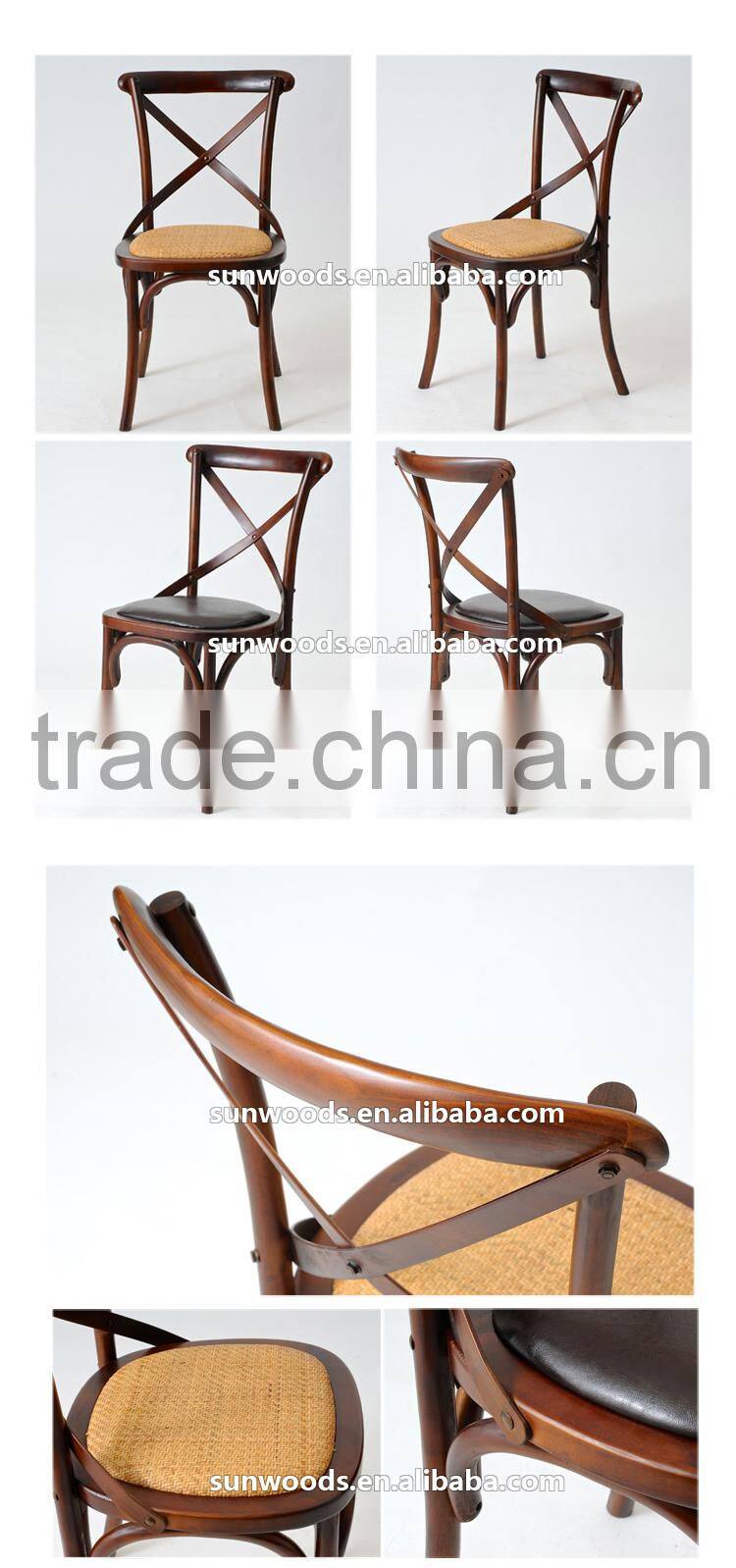 2015 Best Seller Rattan Birch Wood X Cross Back Dining Chair/rattan seat cross back chair wooden chair /Cross back chair