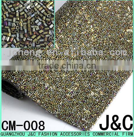 8*8 square glass stone mesh roll 24*40 cm hot fix glue mesh trimming