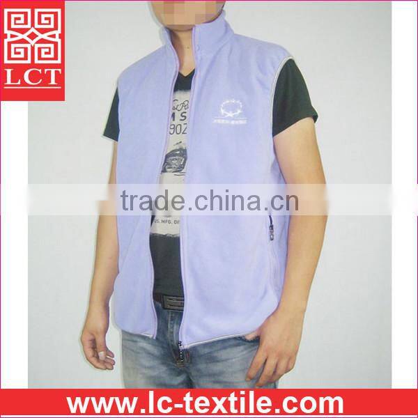 wholesale 2015 USA popular high quality purple polar fleece keep warm and sefety embroidery winter fleece vest for men(LCTU0054)