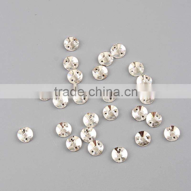 2015 New Fashion Flat Back Round Sew On Stone For Garment
