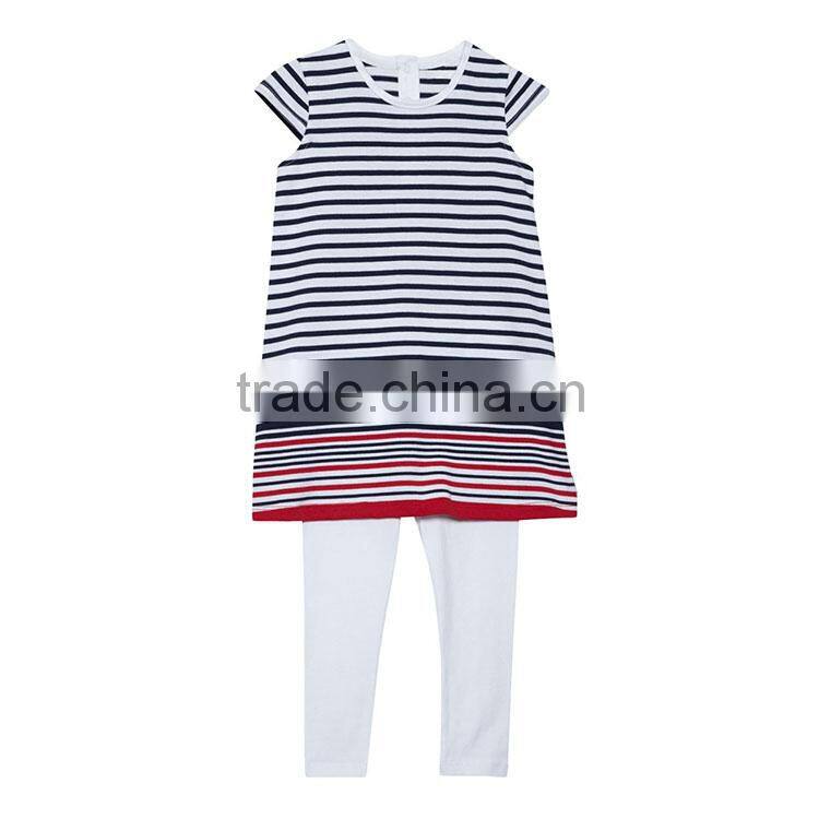cheap stylish children stripe casual wear girls set