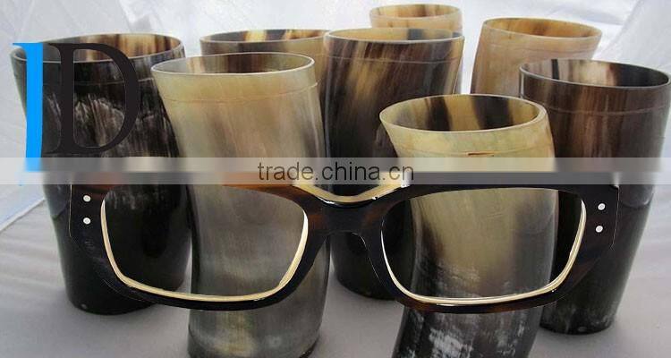 whole black buffalo horn optical glasses semi frame metal strip buffalo horn optical frame