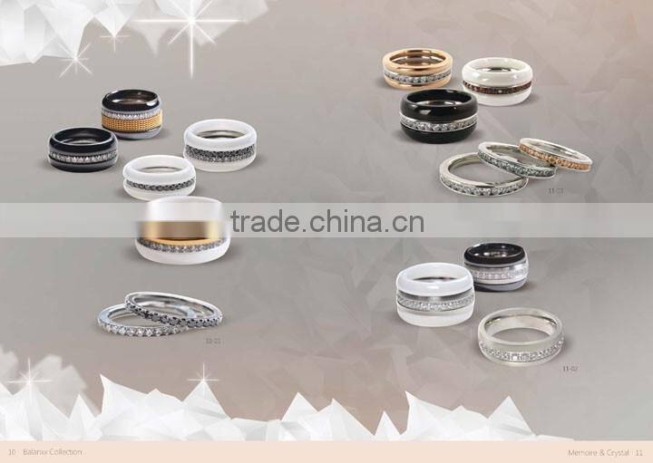 Chameleon Wholesale Jewelry Ceramic Steel Combination Stacked Ring Set