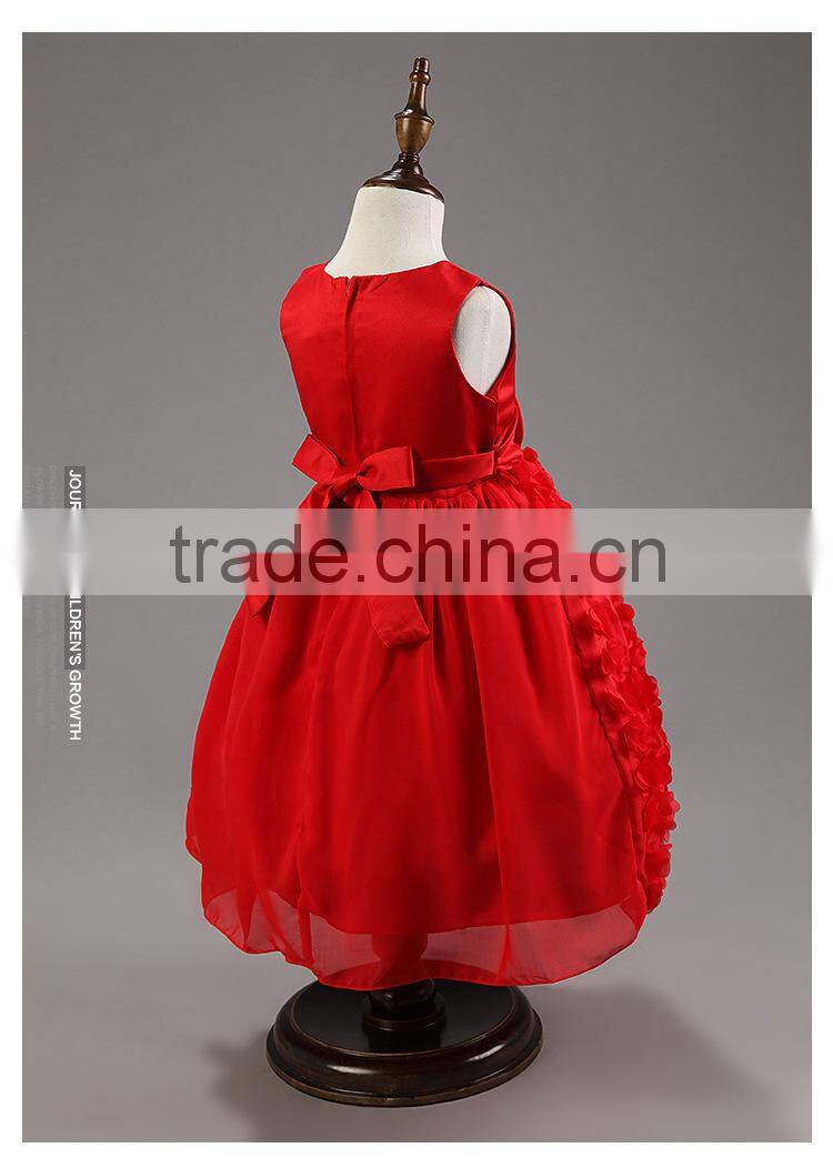 New Cute Fashion Baby Girl's Dress Kids Cotton Rose Flower Bowknot Sleeveless Princess Party Dress Wedding Flower Girl Dresses