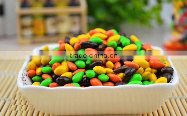 Colored small oval shaped chocolate coated sunflower seeds