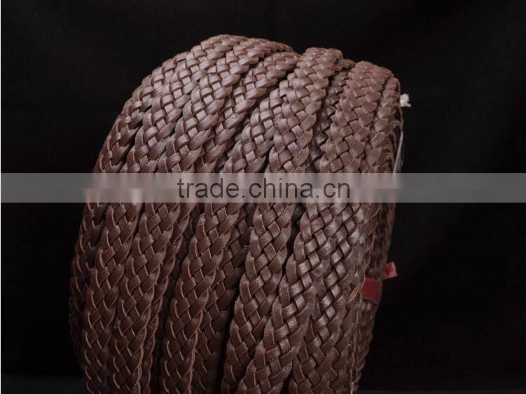 Factory Outlets OEM Brown Braided Flat Leather Cord Wholesale